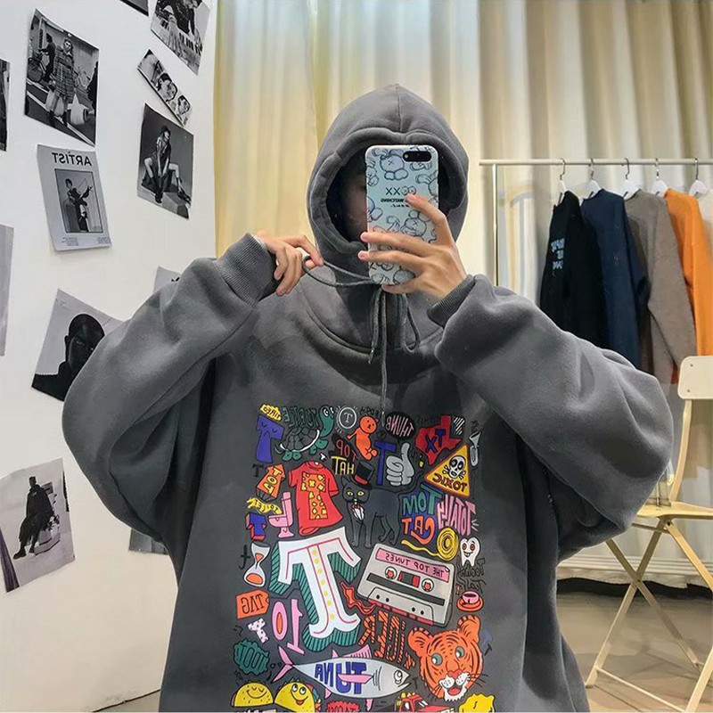 Áo Hoodie Nam Nữ phong cách Harajuku cá tính chất nỉ trần bông SG789