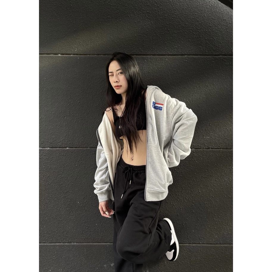 Áo khoác hoodie zip xám Ross Studio chất liệu nỉ có mũ dài tay khoá kéo - Full Zip Hoodie - ROSS STUDIO | BigBuy360 - bigbuy360.vn