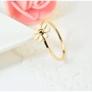 NHẪN TITAN HOA CÚC MÀU VÀNG CỰC XINH KHÔNG ĐEN, bền màu, hợp thời trang