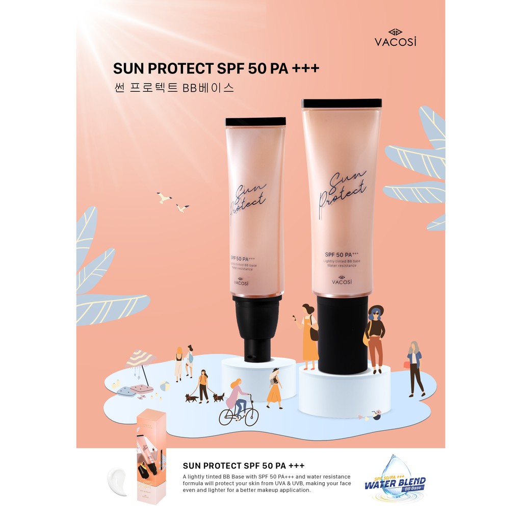 [Giảm 20% kèm Phấn Phủ 28k] KEM CHỐNG NẮNG VÀ LÓT TRANG ĐIỂM BB VACOSI BASE SPF50 PA+++ | BigBuy360 - bigbuy360.vn
