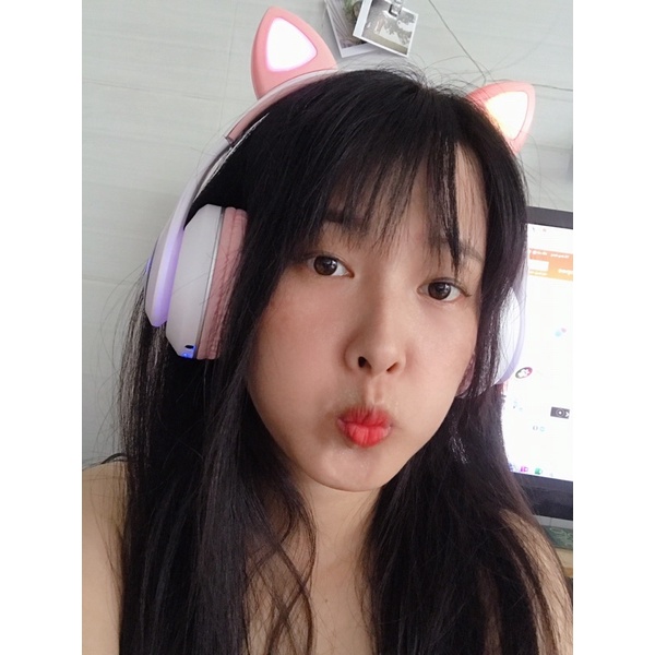 Tai nghe bluetooth không dây tai mèo có đèn led - Headphone chơi game