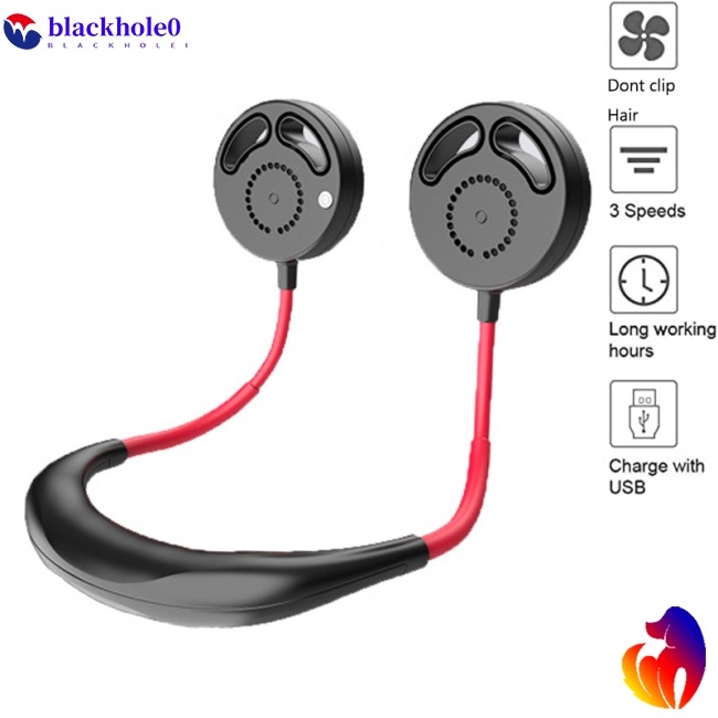 Quạt Đeo Cổ Mini Không Cánh 3 Tốc Độ Sạc USB Không Gây Ồn
