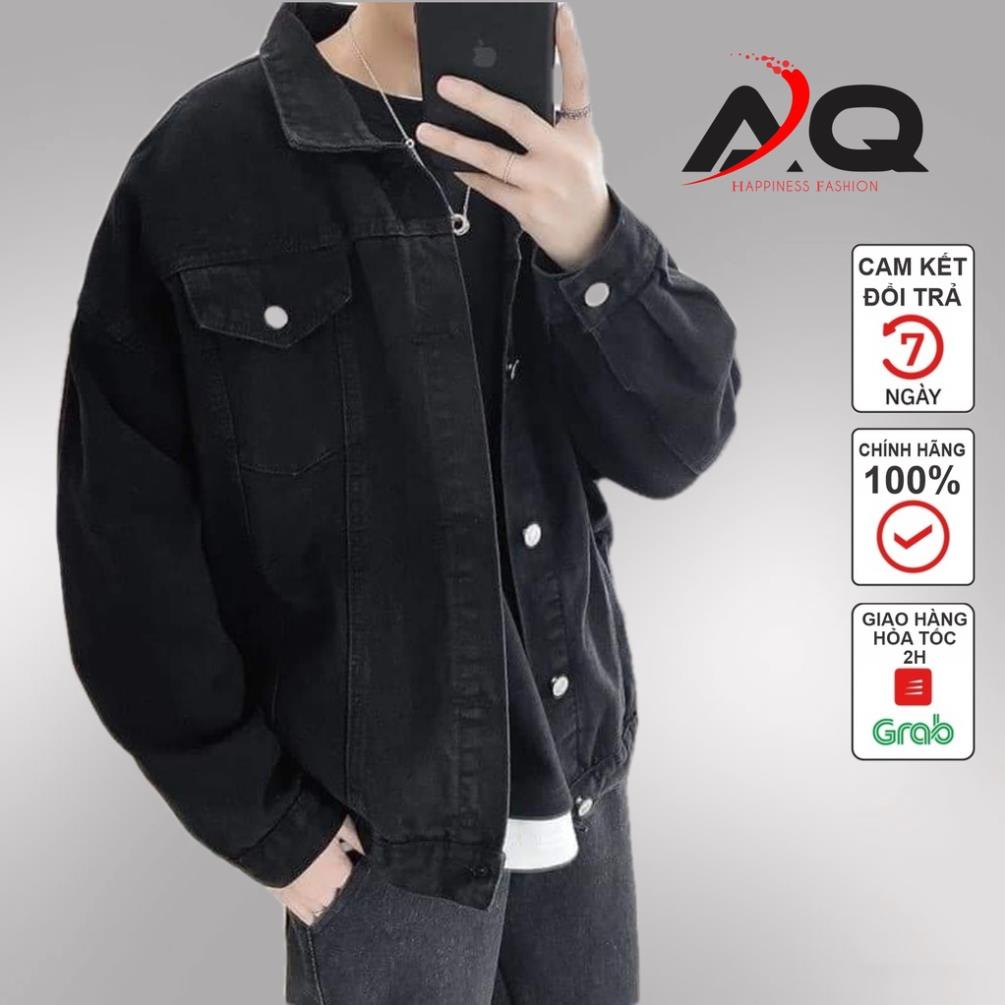 SALE Áo Jean Đen Nam Nữ Áo Khoác Jean Bò chống nắng basic trơn chuẩn shop unisex- AQ STORE