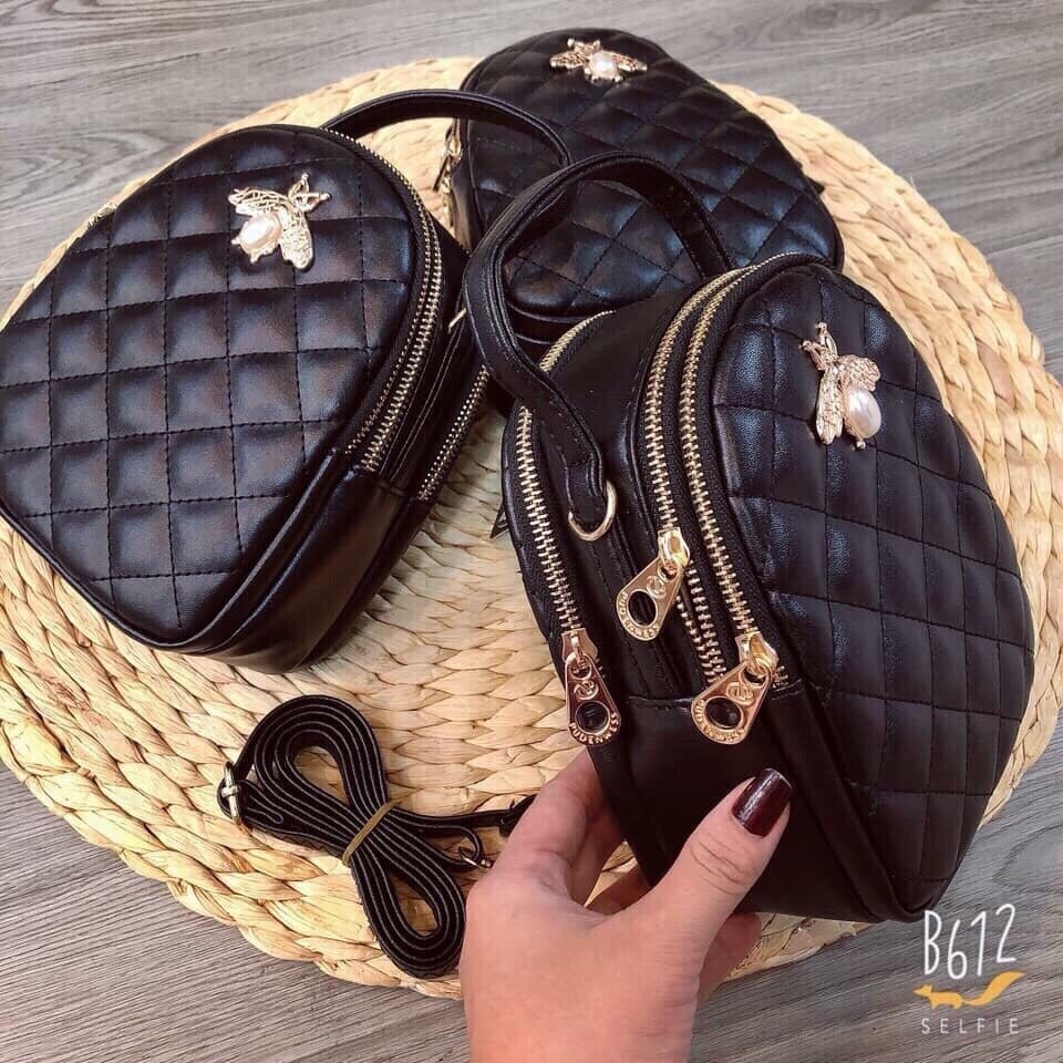 Túi Đeo Chéo Mini Ong Đen 3 Ngăn, Túi Đeo Chéo