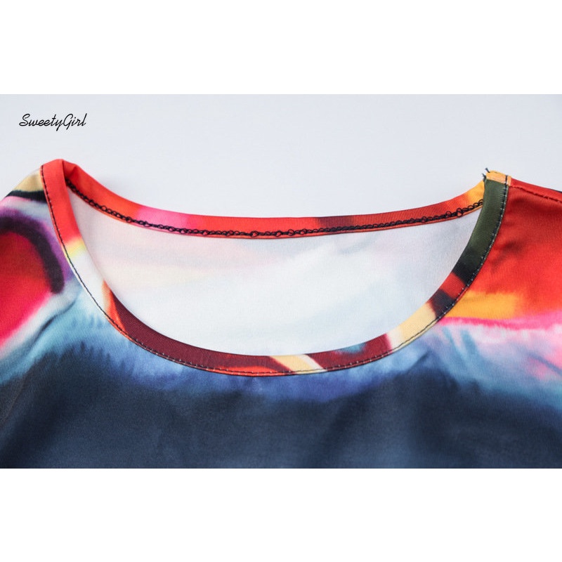 Áo Thun Tay Dài Cổ Tròn In Họa Tiết Màu Sắc Thời Trang 2022 Dành Cho Nữ