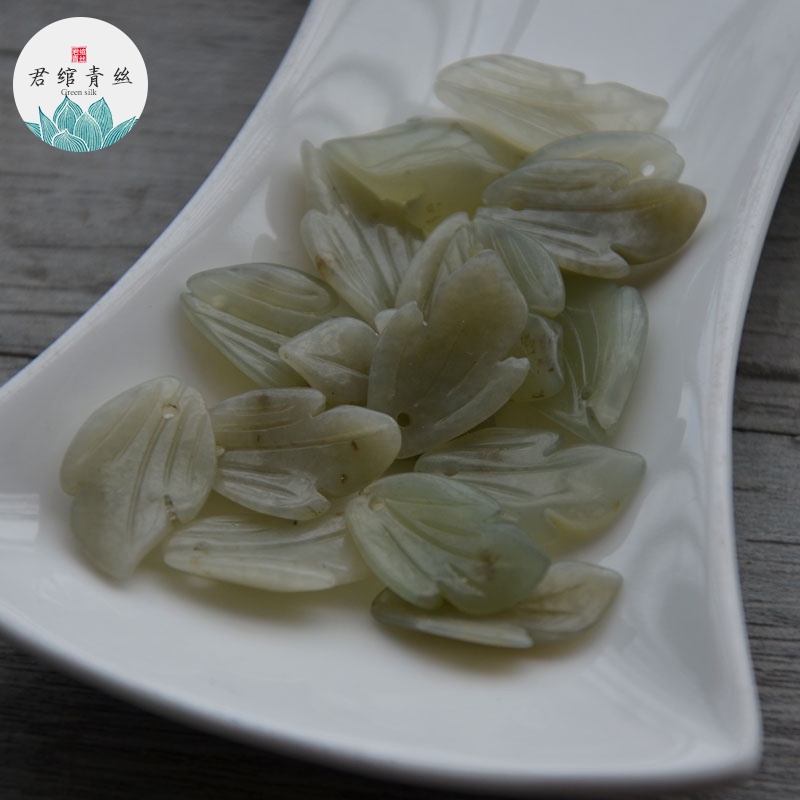 Junhua Kẹp Tóc Lá Đá Tự Nhiên Trong Suốt Lấp Lánh Màu Xanh Dương Dùng Làm Mặt Dây Chuyền Thủ Công diy Hán Phục