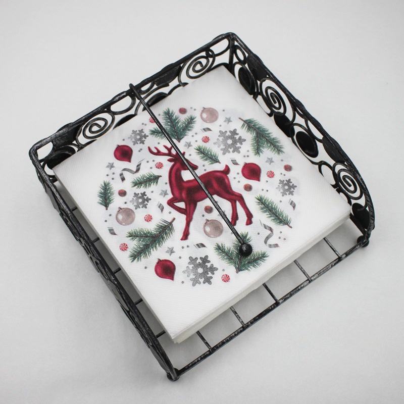 Bộ 20 Khăn Ăn In Hình Tuần Lộc Giáng Sinh Dùng Một Lần Kích Thước 33x33cm