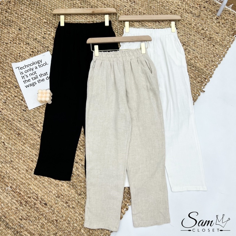 QUẦN BAGGY ĐŨI CẠP CHUN MÀU VITAGE CHẤT MÁT QUẢNG CHÂU MS17772