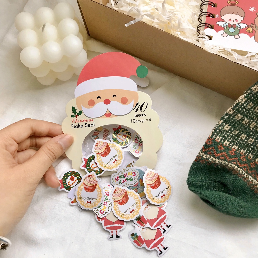 SET 40 STICKER CHRISTMAS FLAKE TRANG TRÍ CHỦ ĐỀ NOEL, GIÁNG SINH