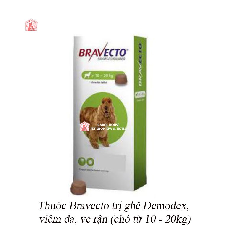 Viên nhai BRAVECTO ngăn ngừa viêm da và ghẻ DEMODEX hiệu quả - 10-20kg