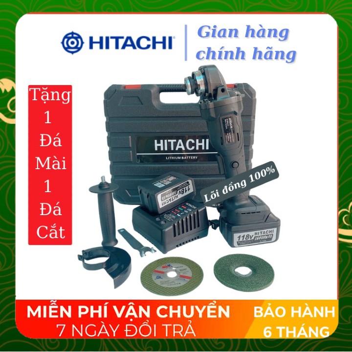 Máy mài cầm tay pin Hitachi 118V - 2 PIN 20000mAh - Động cơ không chổi than - 100% Đồng TẶNG 1 ĐÁ MÀI VÀ 1 ĐÁ CẮT _ Nhật