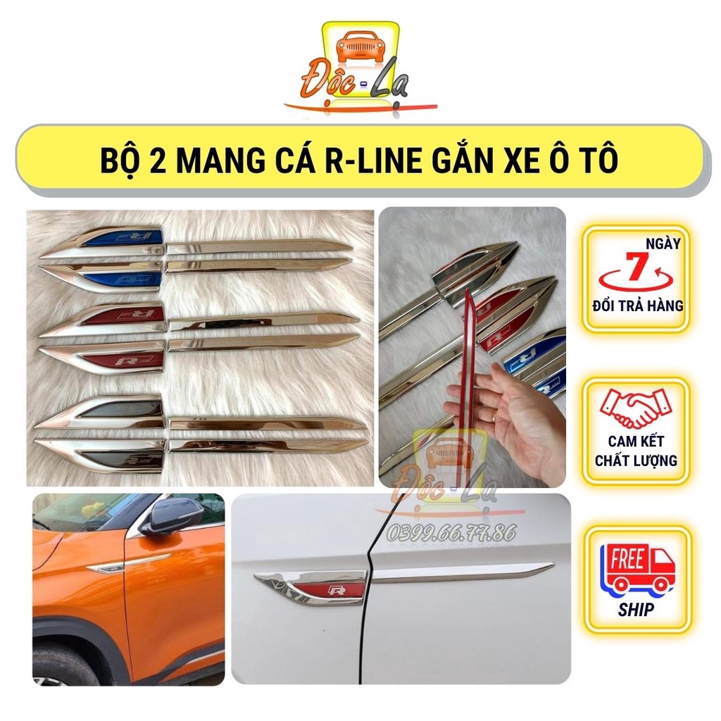 Bộ 2 mang cá R-Line hợp kim trang trí ô tô, phong cách thể thao, sang trọng