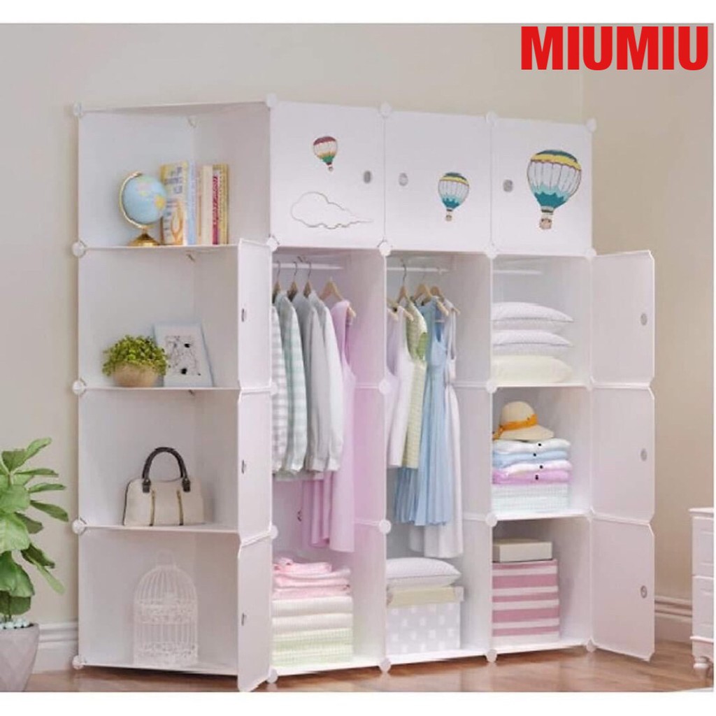 Tủ nhựa ghép MIUMIU loại 16 ô có góc xéo trang trí để đồ