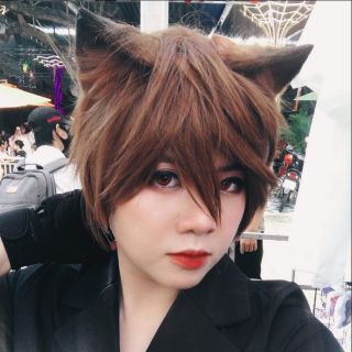 Tai mèo nâu loang màu chỏm đen cosplay