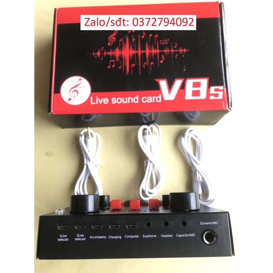 Sound Card V8S Có Bluetooth, Pin Sạc – Thu Âm Hát Livestream Karaoke