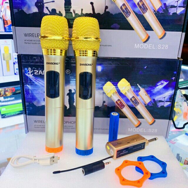 Bộ 2 Micro zangsong Karaoke Không Dây Đa Năng Cho Loa Kéo.