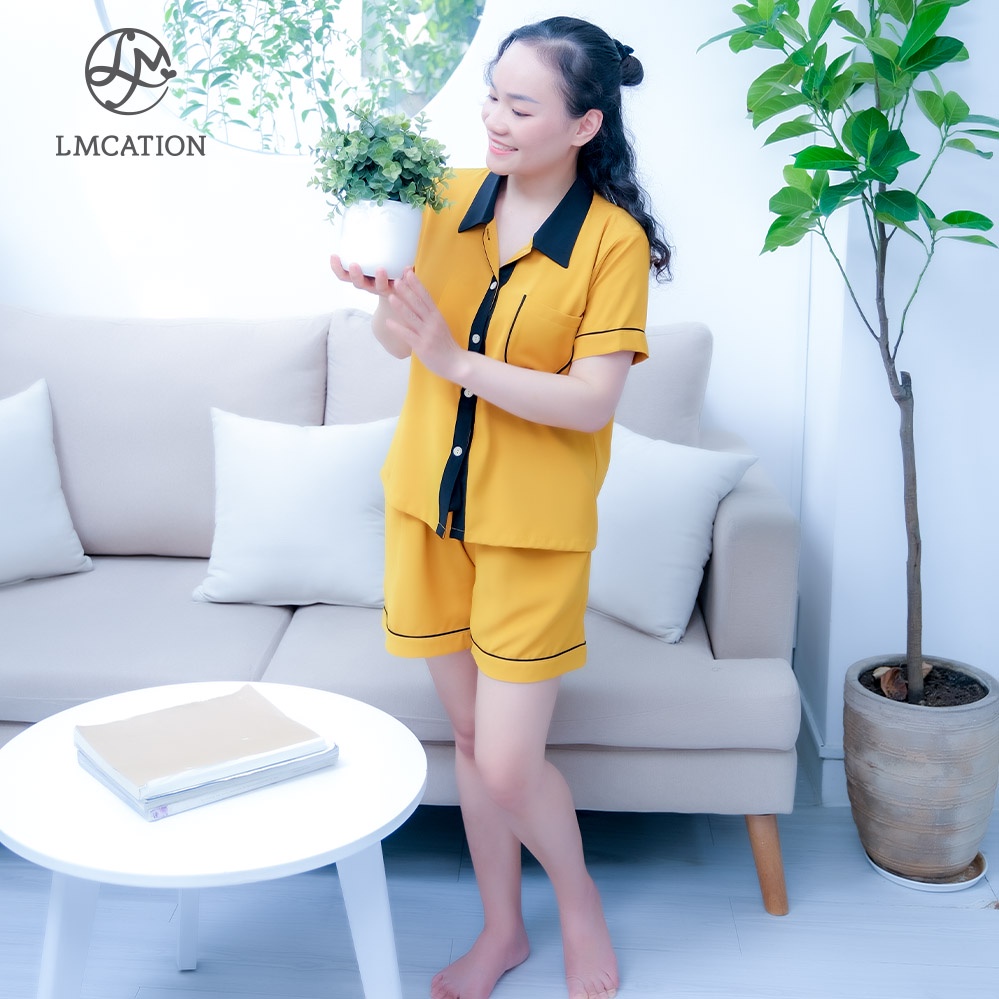 Đồ Bộ Mặc Nhà LMcation - Áo pijama & Quần đùi pijama Alia - Màu vàng cam