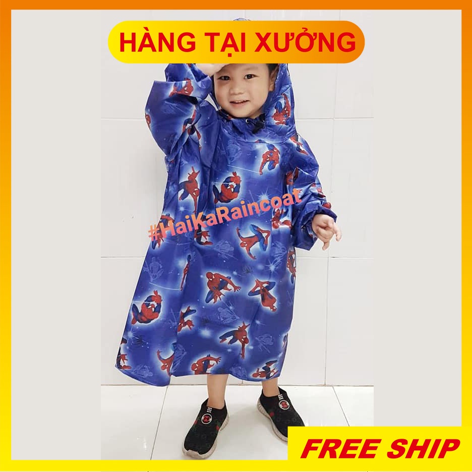 Xưởng Áo mưa em bé Bít Hông Vải dù (Có BảoHành) - Hình Người Nhện /Siêu nhân bé trai ngẫu nhiên - chống thấm bám nước.