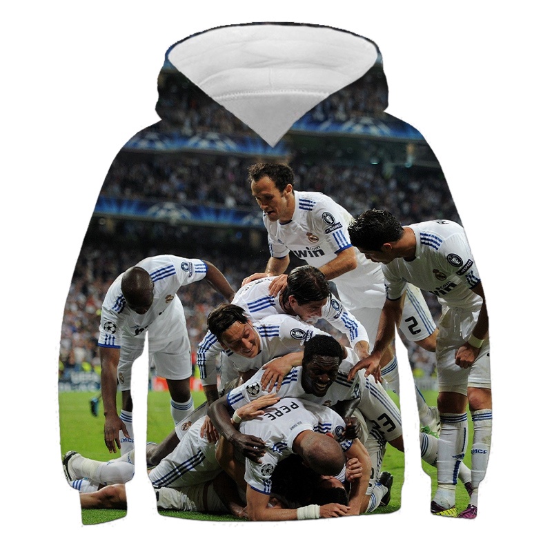 Áo Khoác Hoodie Thể Thao In Logo Real Madrid Thời Trang 2022 Cho Bé Trai Và Gái Từ 4-14 Tuổi