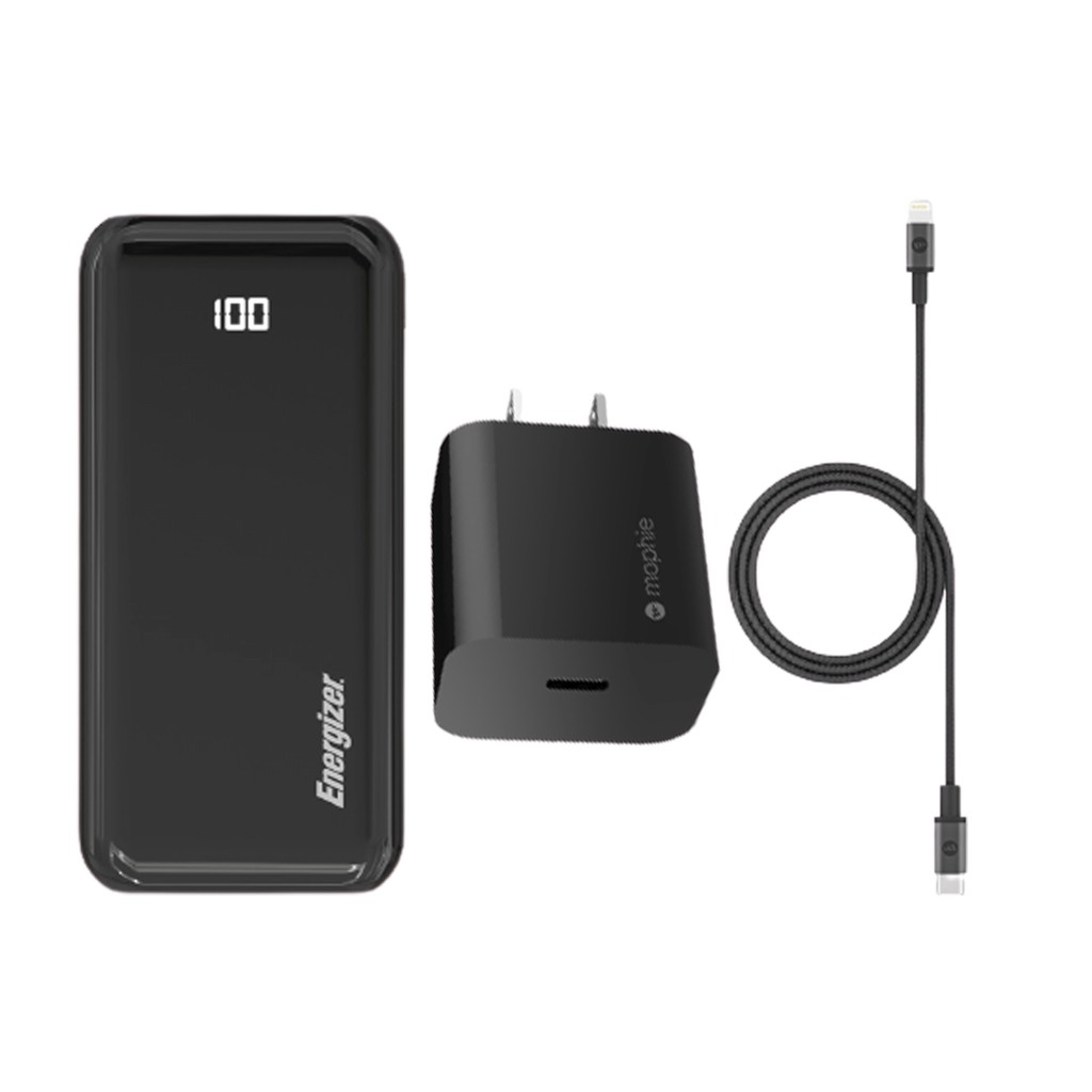 Combo sạc Mophie 18w - Cáp Mophie C to Lightning 1M - Sạc dự phòng Energizer 20,000mAh