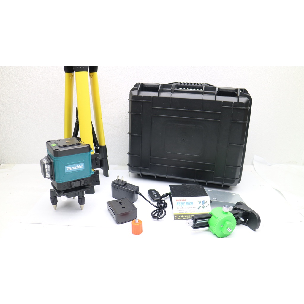 [MÁY 2 PIN] Máy Cân Mực Bắn Cốt Máy Cân Bằng Laser KINGPRO 12 Tia Xanh Laser Có Điều Khiển, Sạc, Chân Đế Máy, Hộp Nhựa