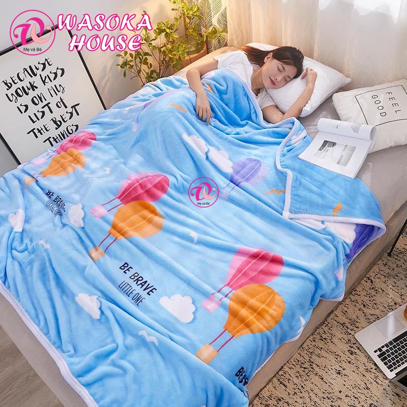 Chăn mền lông tuyết mềm mại, ấm áp, họa tiết dễ thương 2mx2m2
