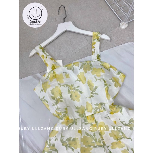 ĐẦM HOA VÀNG STYLE NHẸ NHÀNG DÀI ĐẾN CỔ CHÂN