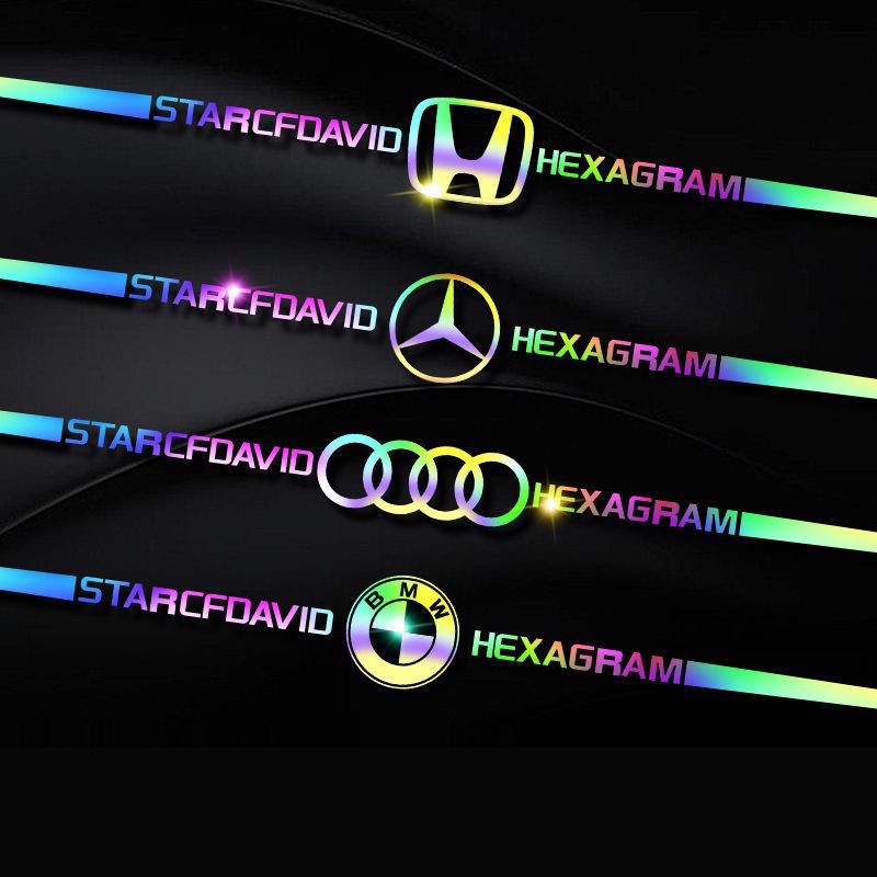 Tem Decal Dán Trang Trí Xe Ô Tô Laser Phản Quang Biểu Tượng "STARCFDAVID - Logo Hãng Xe - HEXAGRAM"