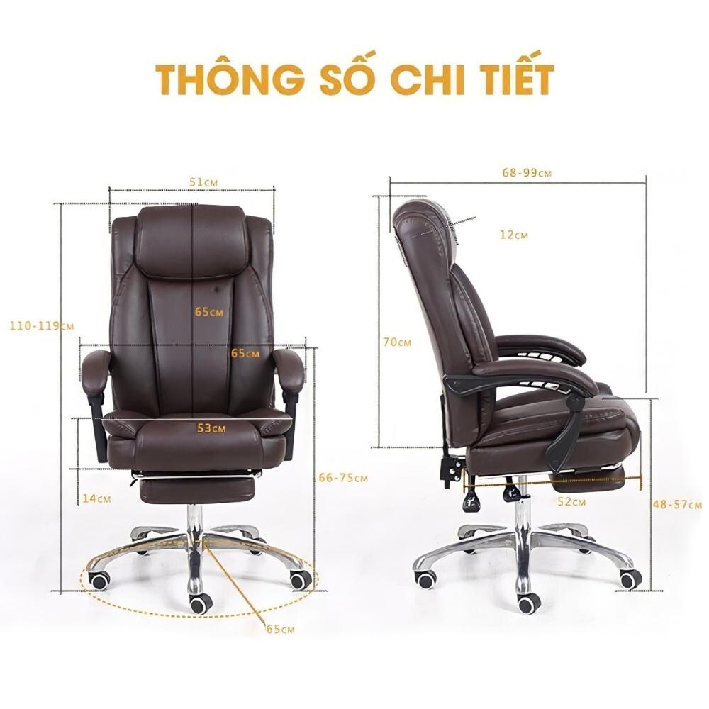 Ghế Xoay Giám Đốc Văn Phòng Có Ngả Tựa Lưng, Gác Chân Tăng Chỉnh Chiều Cao Giúp Nghỉ Ngơi Làm Việc Thư Giãn SunShine