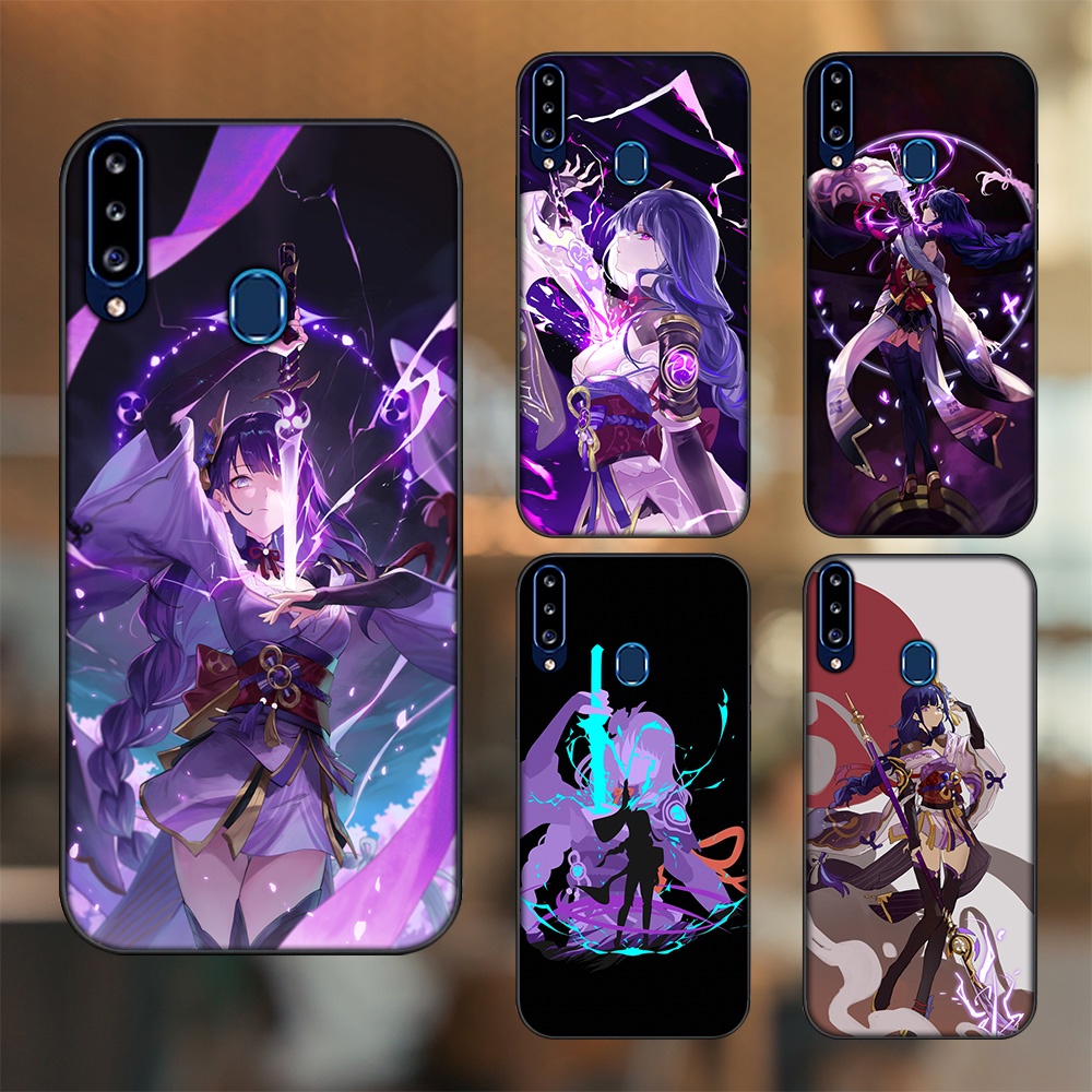 Ốp lưng Samsung A20S viền đen in hình Raiden Shogun Genshin Impact