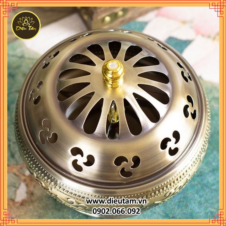 Lư xông trầm hương vòng đỉnh đốt hợp kim bền màu dễ sử dụng, dễ vệ sinh