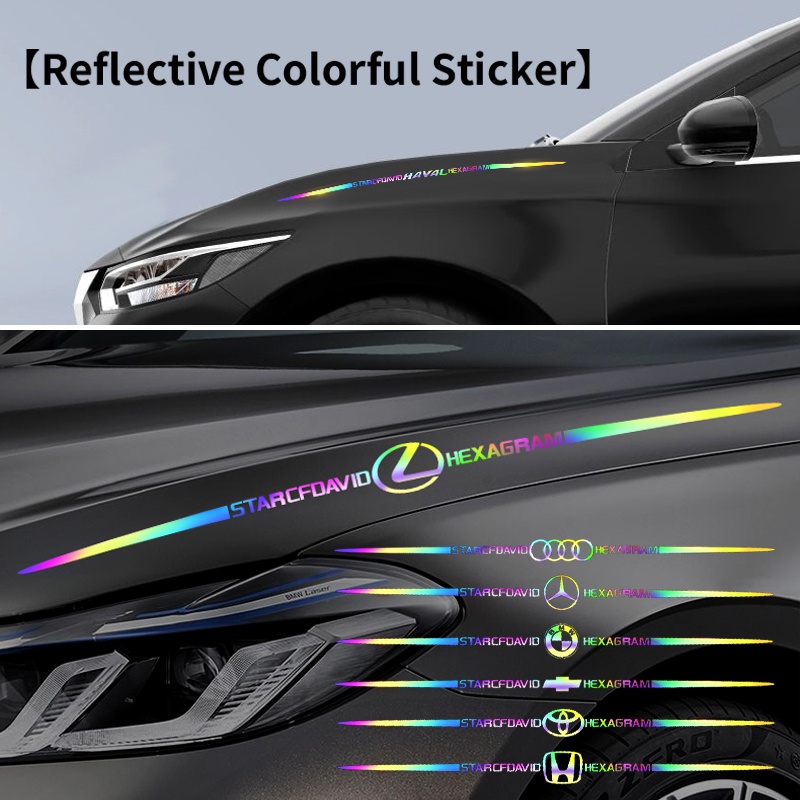 Miếng Dán Logo Phản Quang Nhiều Màu Sắc Cho Xe Hơi Honda Toyota Nissan Chevrolet BMW