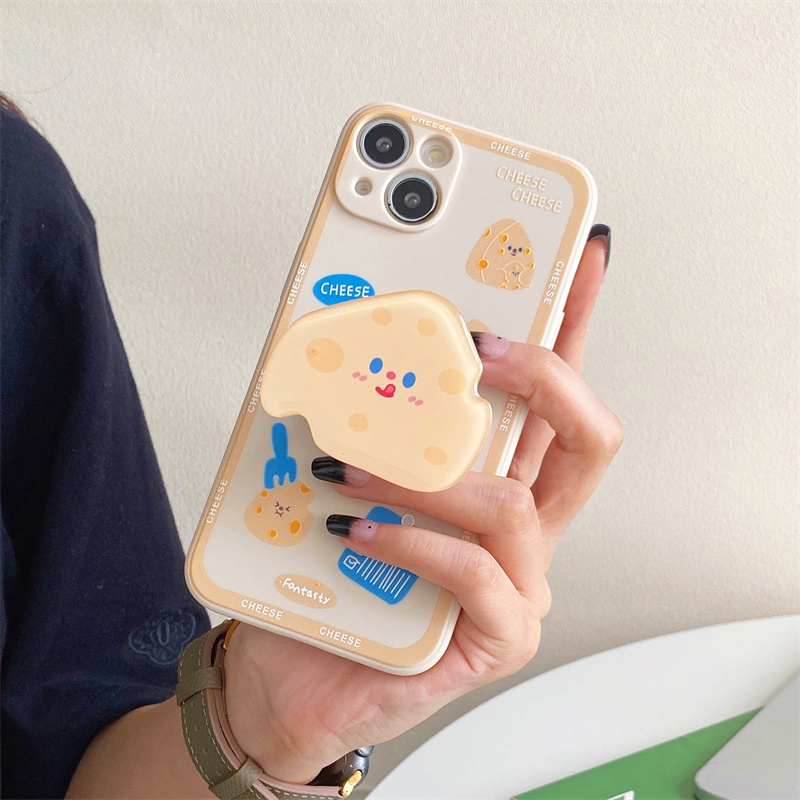 Ốp Điện Thoại Mềm Họa Tiết Phô Mai Hoạt Hình Sáng Tạo Có Giá Đỡ Cho Iphone 13 6 6s 7 8 Plus X S Max 12 Mini 11 Pro Max