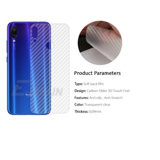 Bộ 3 tấm dán lưng mặt sau vân carbon 3D chống xước cho điện thoại Xiaomi Redmi 7, Redmi Note 7, Redmi Note 7 Pro