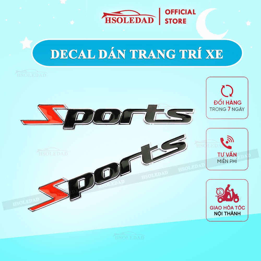 Decal chữ sport kim loại Trang Trí Ô Tô Xe Máy Phong Cách