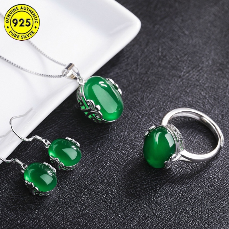 Bộ trang sức mạ bạc 925 đính đá nhân tạo thời trang cho nữ