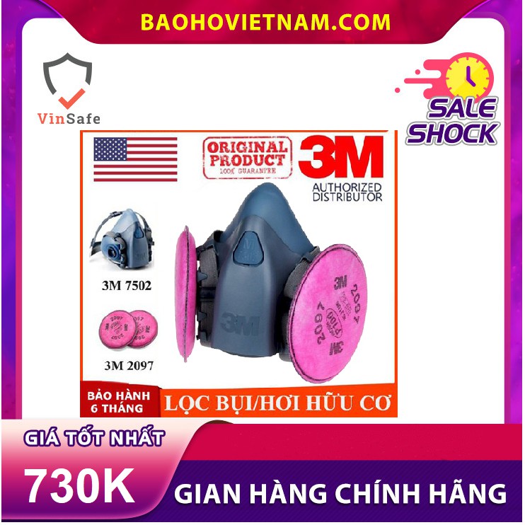 Mặt nạ 3M 7502 + Phin 2097 chống vi khuẩn, bụi