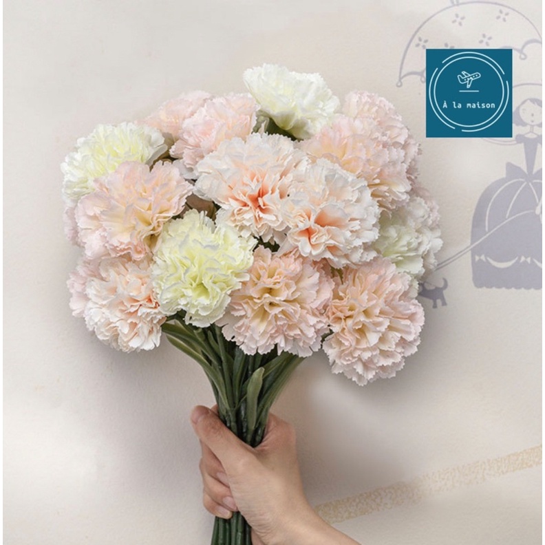 Cành hoa cẩm chướng đơn cao 42cm đẹp nhẹ nhàng trang nhã, thiết kế nội thất tiệc cưới