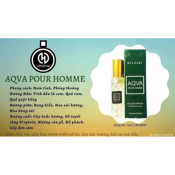 Nước Hoa Nam  BVL GARI AQVA POUR HOMME (12ml) | BigBuy360 - bigbuy360.vn