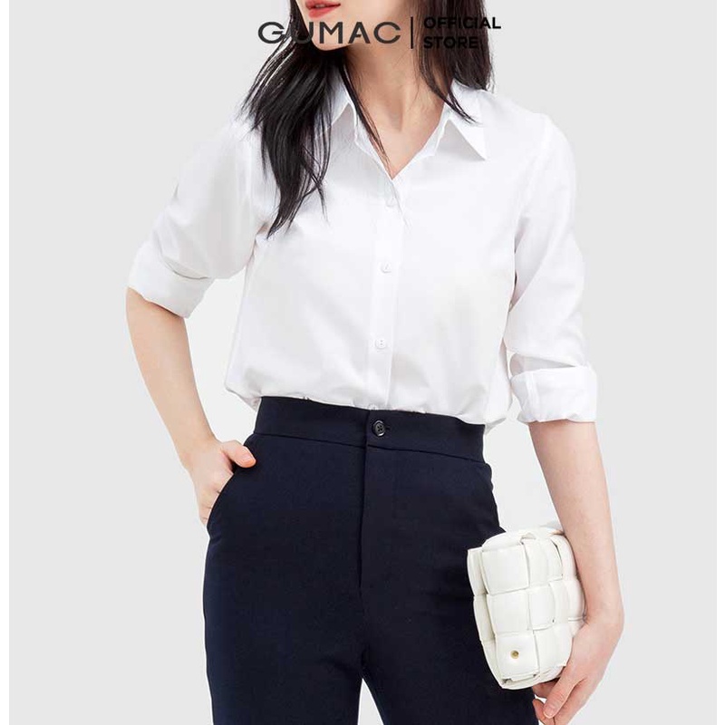 [Mã WABRGUM giảm 10% tối đa 30K đơn 99K] Áo sơ mi nữ công sở thời trang GUMAC màu đen công sở cơ bản AB922 sơ mi dài tay | BigBuy360 - bigbuy360.vn