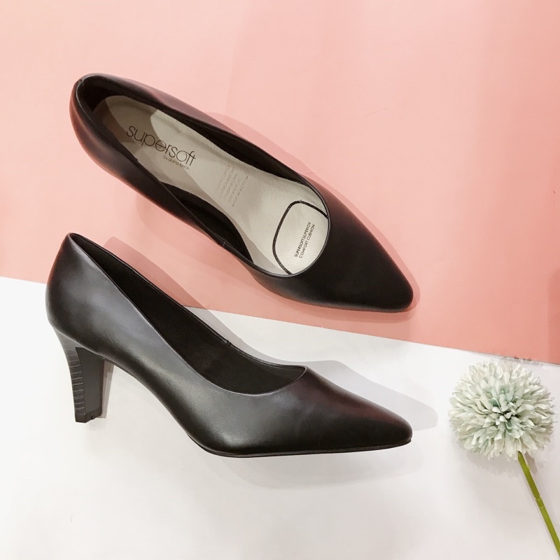 Giày cao gót Supersoft gót trụ 7cm da thật  kèm ảnh chụp thật