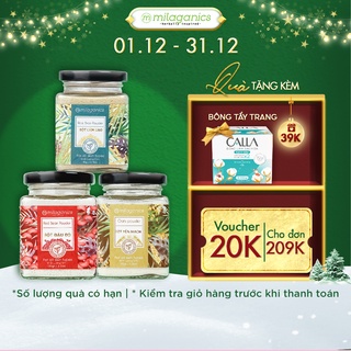 Combo 3 Hũ bột MILAGANICS dưỡng da: Cám Gạo (90g) + Yến Mạch (90g) + Đậu Đỏ (100g)