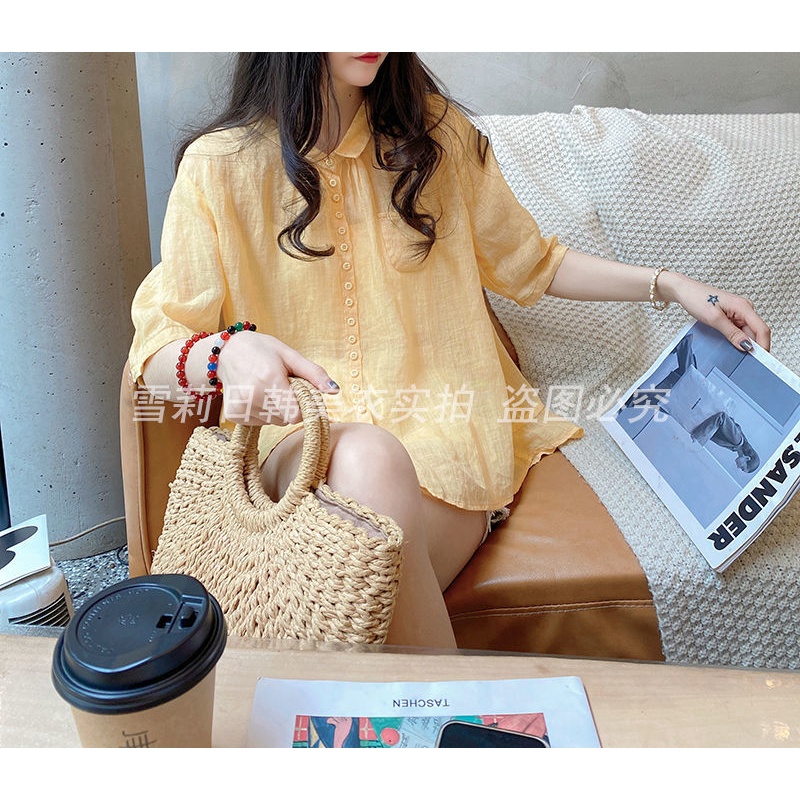 Áo Sơ Mi Dáng Rộng Nhiều Nút Ngọt Ngào Mùa Hè Hàn Quốc Cho Nữ