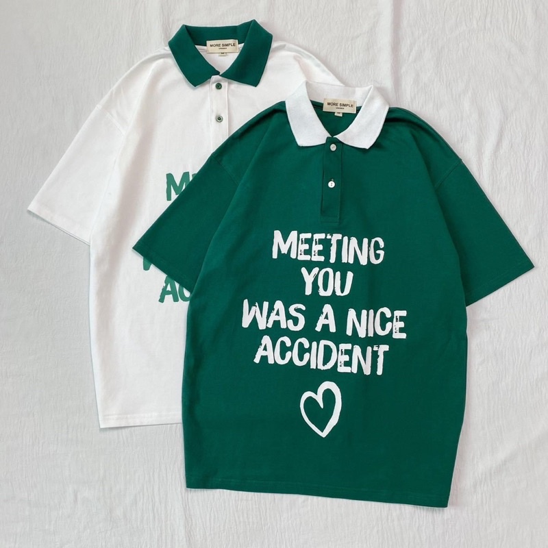 Polo Unisex MEETING màu XANH LÁ/TRẮNG form rộng ✳️ Chất thun da cá form nam nữ unisex/Áo thun có cổ Jaystoree