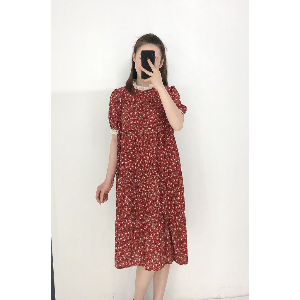 [Mã FATHANG5 giảm 10K đơn 50K] VÁY DÁNG SUÔNG HOA NHÍ PHỐI REN CỔ TAY ( ẢNH THẬT + VIDEO ) | BigBuy360 - bigbuy360.vn