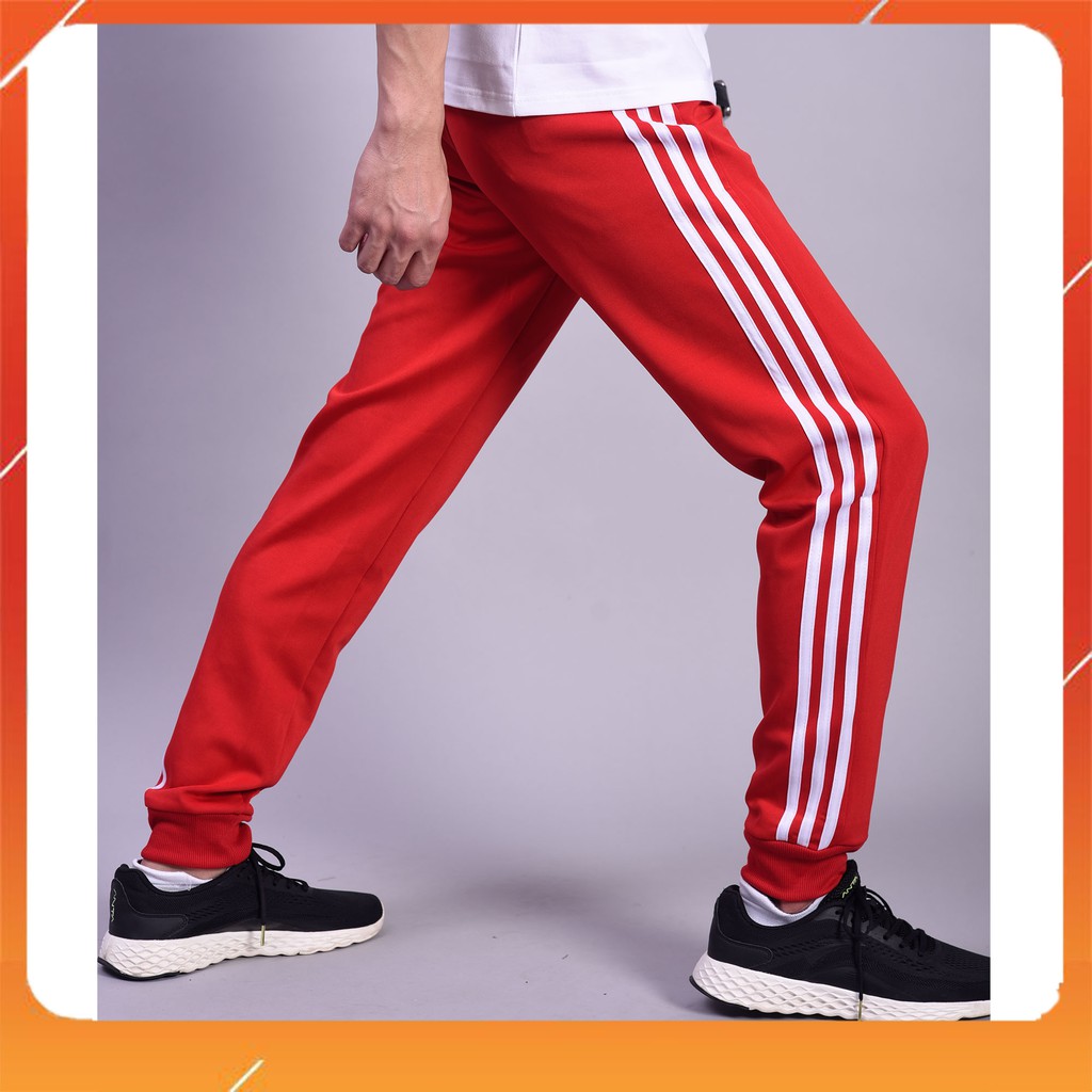 Quần Jogger Nam Đỏ 3 Sọc Trắng, Ống Bo Chun Phong Cách Thể Thao MT115 | BigBuy360 - bigbuy360.vn