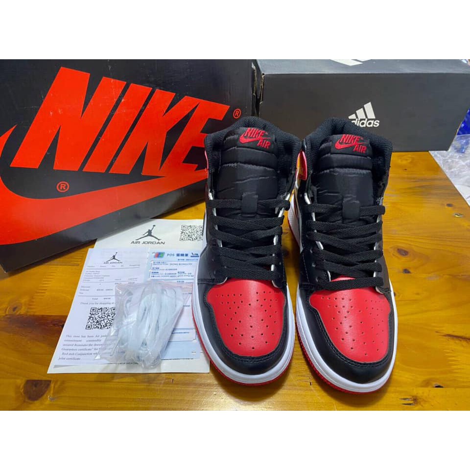 Đỉnh Cao] [Fullbox] Giày bóng rổ thể thao 2018 Jordan 1 Retro Đỏ Đen Trắng Cổ Cao