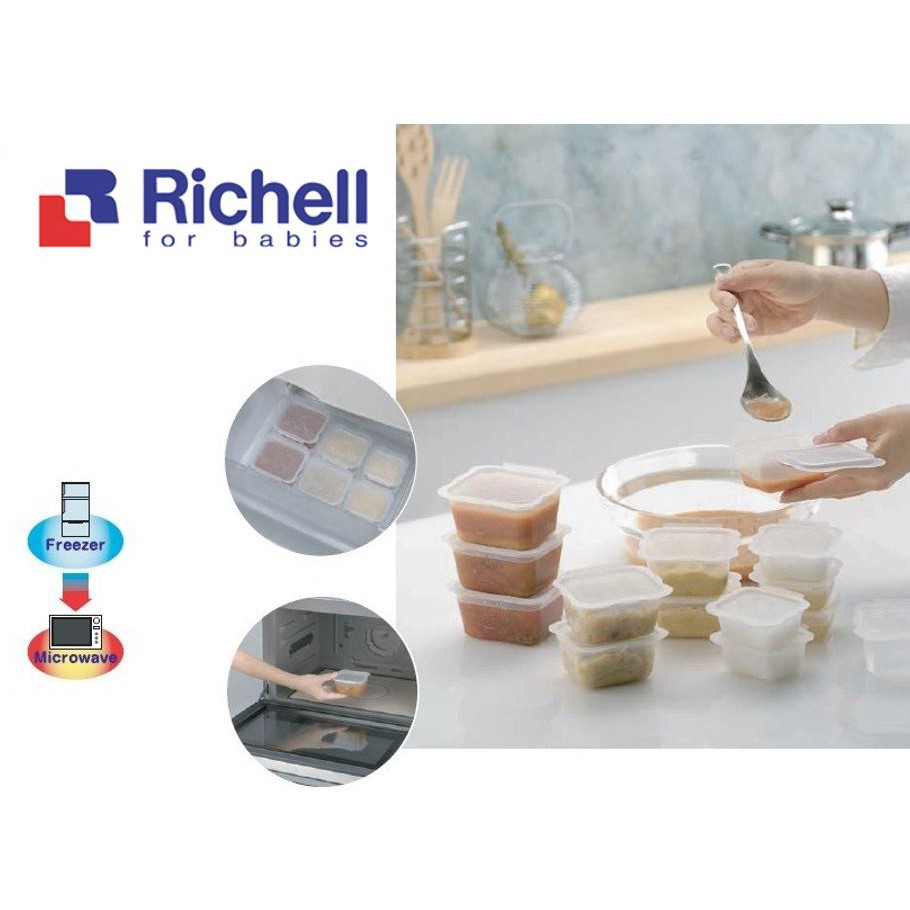 Set hộp chia thức ăn dặm Richell chính hãng, hộp trữ đông đồ ăn dặm, dashi cho bé SAMI KIDS