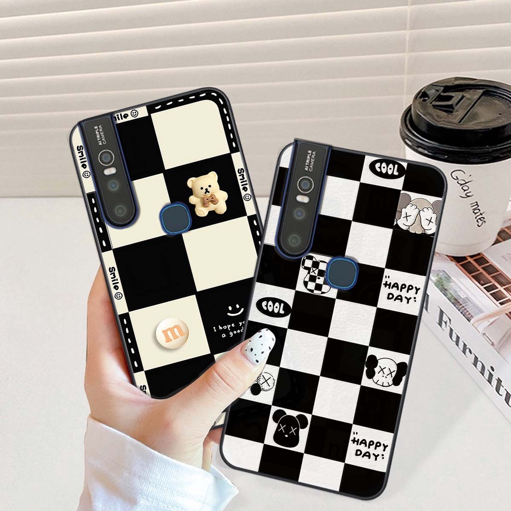 Ốp Vivo V15 / V15 Pro gấu Bear rick caro vuông thời trang siêu đẹp