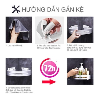 Kệ Góc INOX SUS304 Để Đồ Nhà Tắm Lắp Đặt Dán Tường Gạch Men Hoặc Khoan Vít Tường - LIDORY